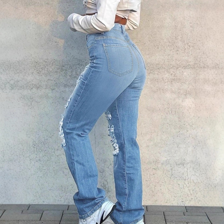 Women high-waisted ripped flared jeans with shaping comfort waistband Amarae