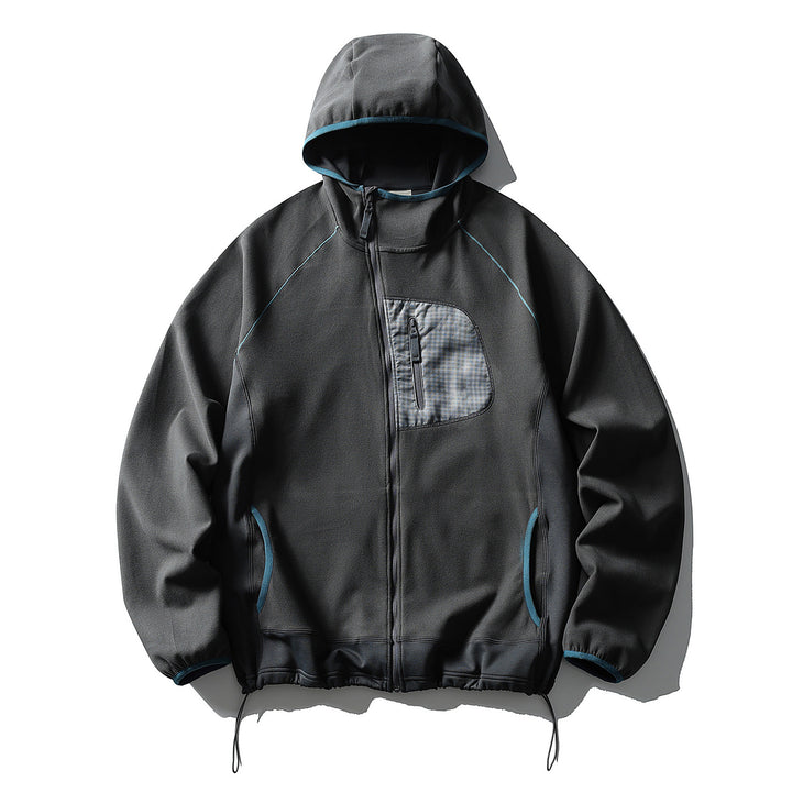 Unisex Lightweight Tech-Fleece Hoodie Jacket with Front Zip, Chest Zip Pocket and Drawstring Hem Amarae