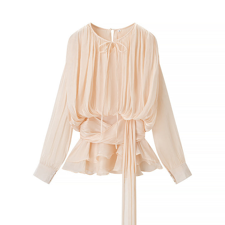 Chemisier élégant pour femmes avec volants et ceinture nouée Chic & Stil