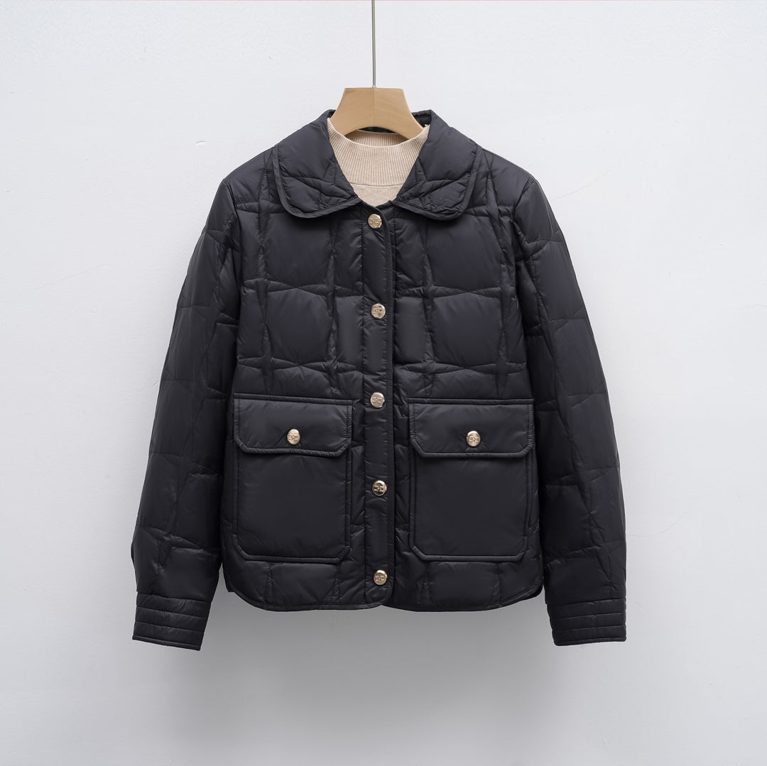 Fashionable women's quilted jacket with pockets and button closure Lune London