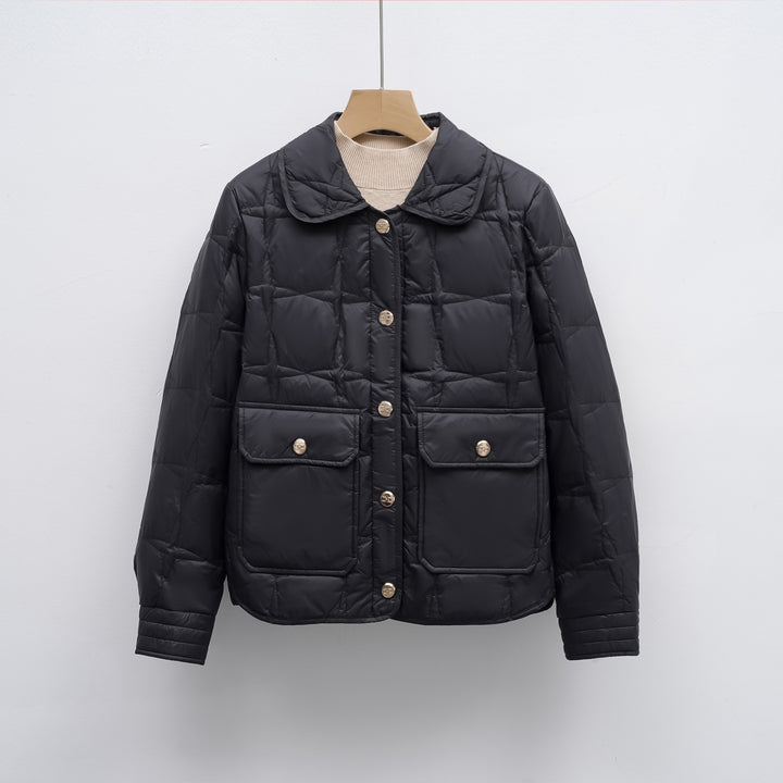 Fashionable women's quilted jacket with pockets and button closure Lune London