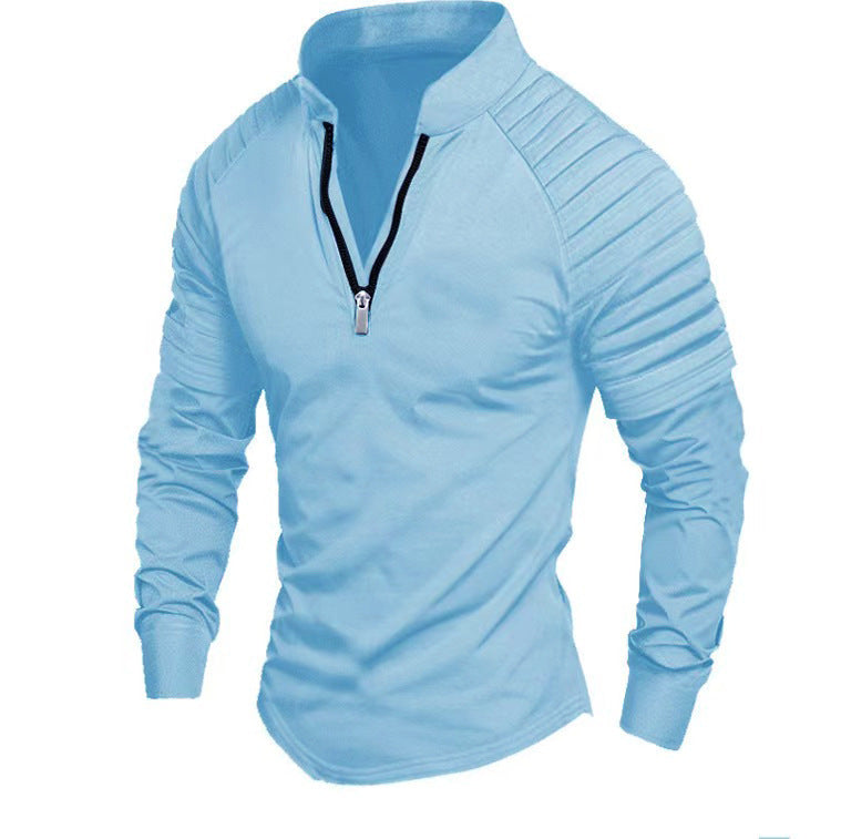Men's training T-shirt with high collar and discreet zipper Lune London