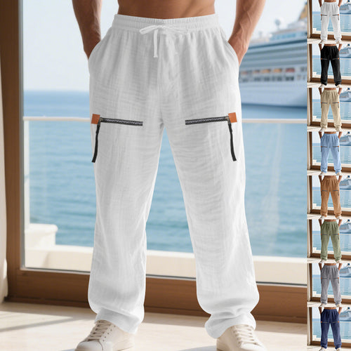 Casual cargo pants for men with practical zip pockets and elastic waist Amarae