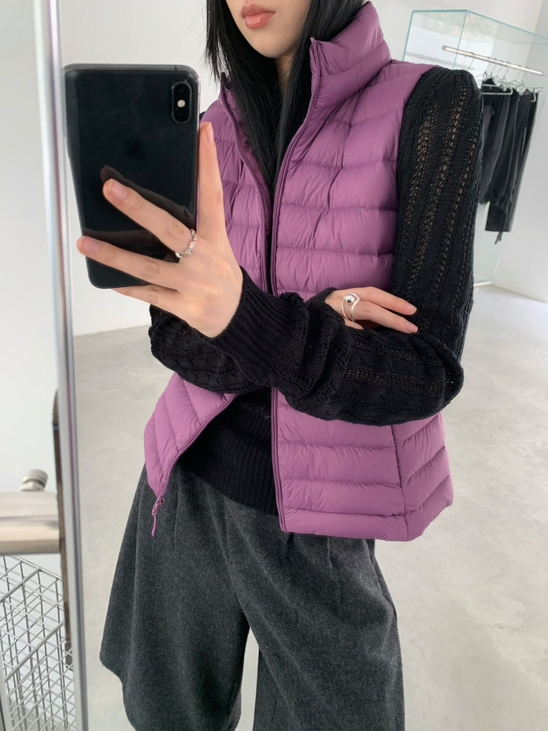 Women's Lightly Quilted Padded Vest with High Stand-Up Collar and Down Look Amarae