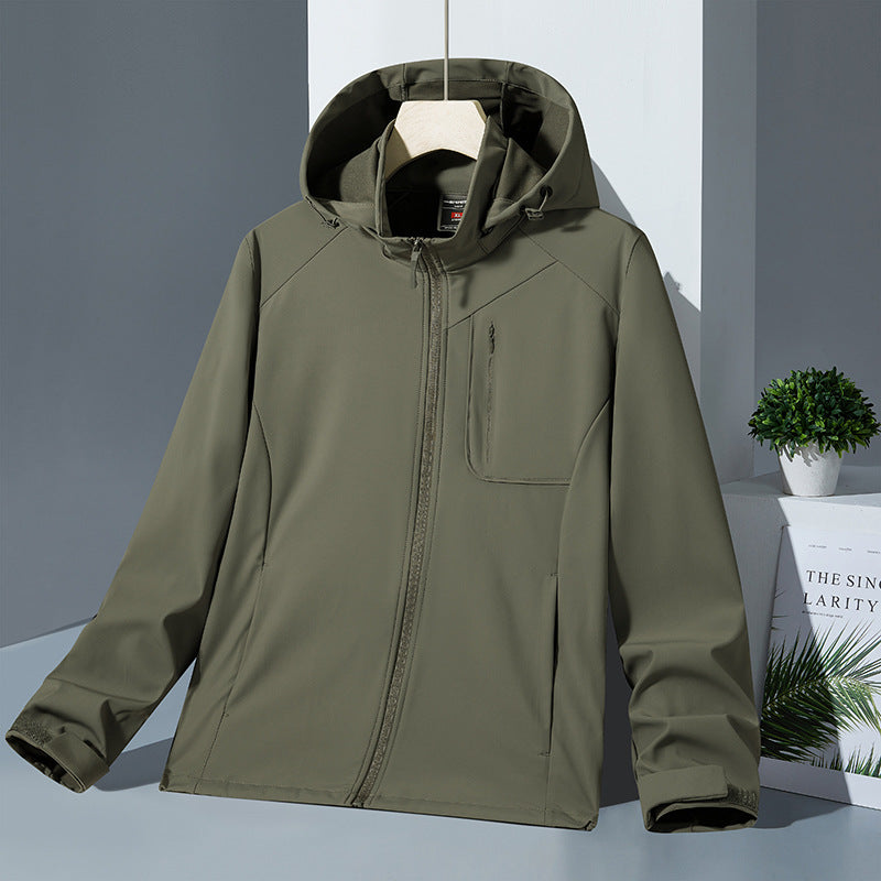 Women Light Softshell Hoodie Jacket with wind and water repellent membrane and chest zip pocket Amarae