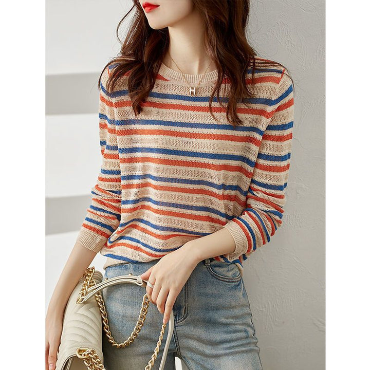 Pull en tricot décontracté pour femme avec motif rayé Chic & Stil