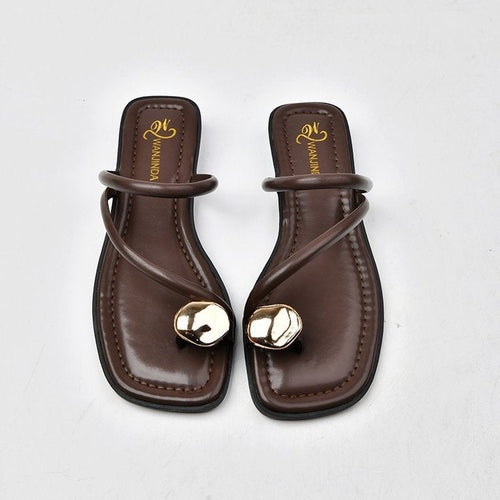 Women Elegant and Fashionable Strappy Sandals with Unique Metal Accent Amarae