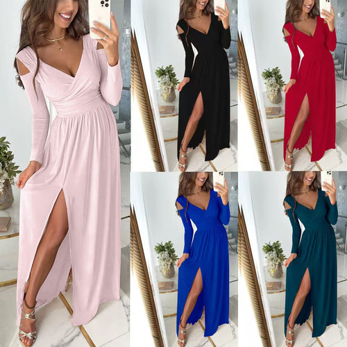 Maxi dress for women with a fitted cut and elegant sleeves Amarae