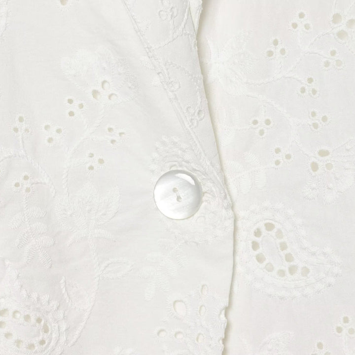 Women's Lightweight Broderie Anglaise Blazer with Shawl Collar and Eyelet Embroidery Amarae
