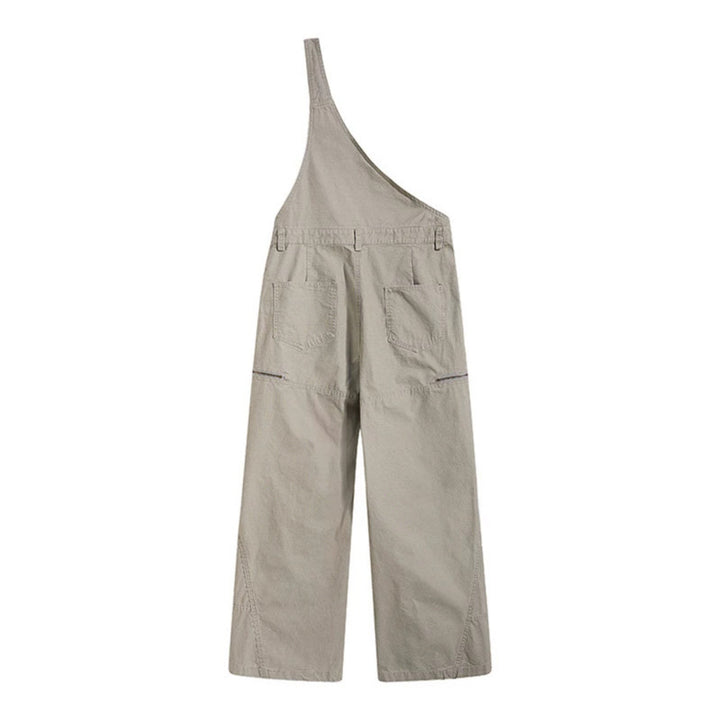 Women's Wide Dungarees with Asymmetric Strap and Multi-Pockets Amarae