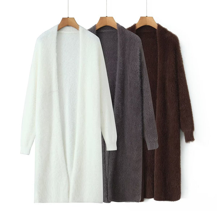 Ladies comfortable knit sweater with open front design and long sleeves Lune London