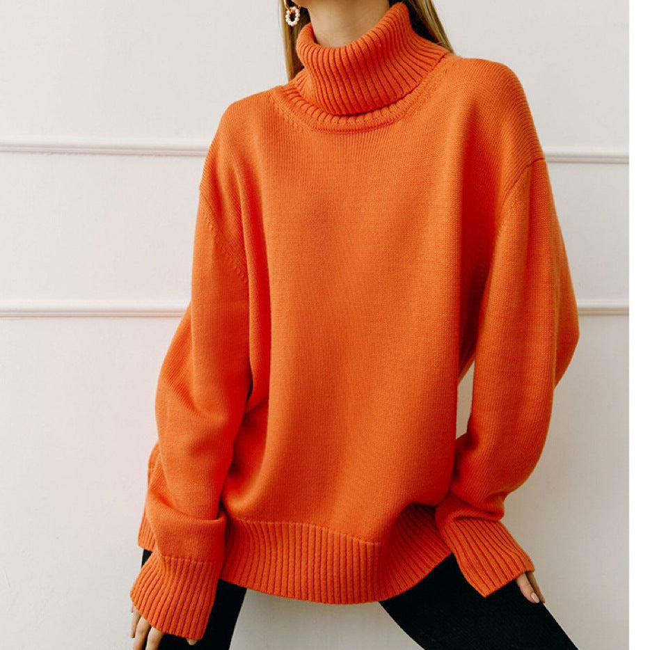 Oversized turtleneck sweater for women with ribbed structure Lune London