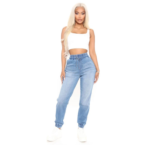 Comfortable women's denim pants with elastic waistband Amarae
