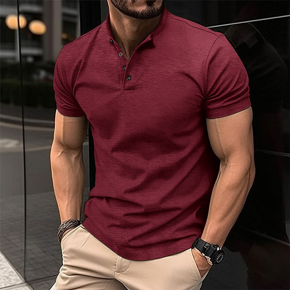 Men's Polo Shirt with Button Placket and Short Sleeves Lune London