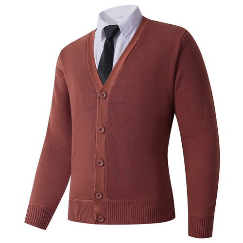 Men's knit jacket with V neck and button closure Amarae