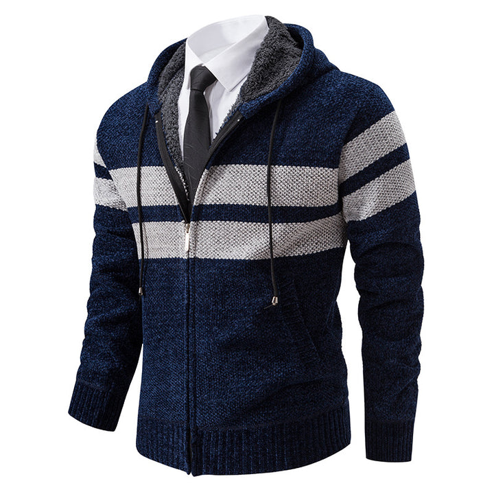 Hooded sweatshirt for men with modern zipper and practical fleece lining Lune London