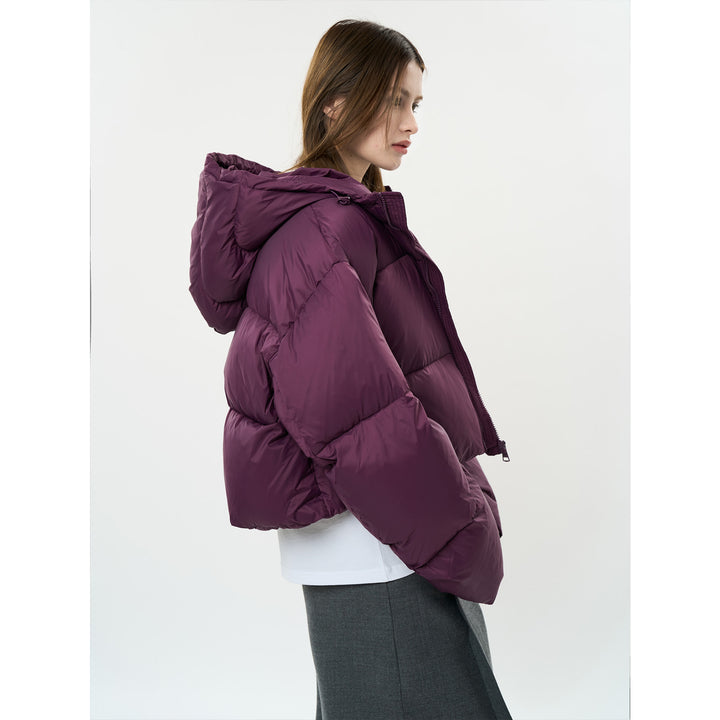 Women's short padded puffer jacket with hood and windproof outer shell Amarae