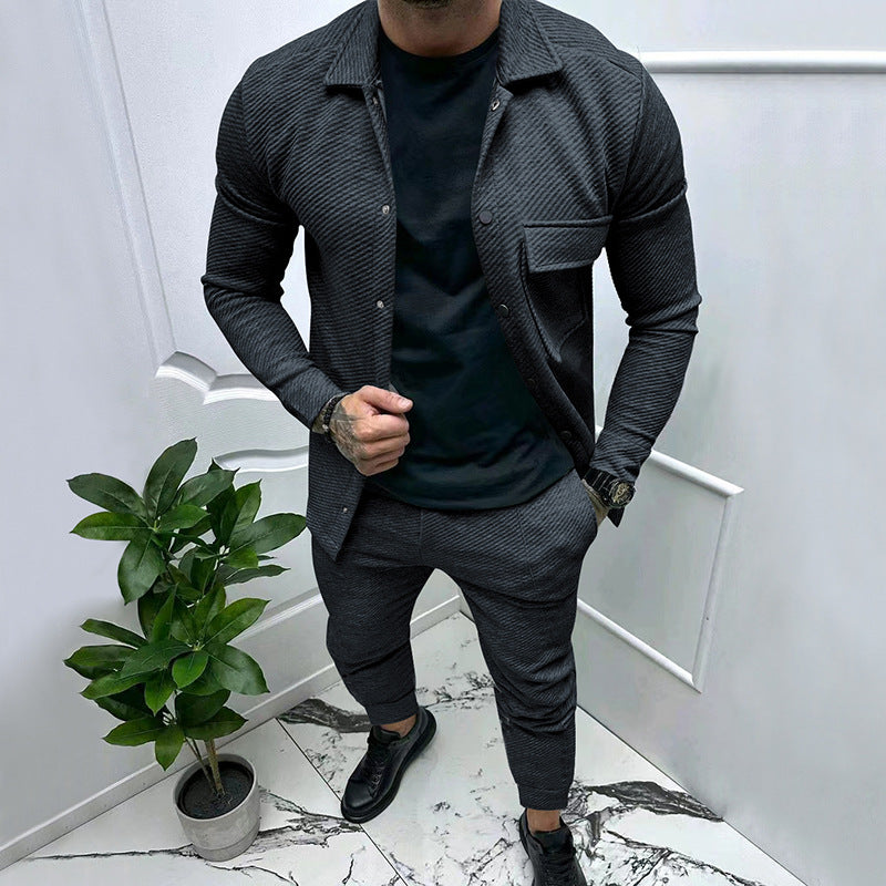 Trendy leisure suit for men with textured design Lune London
