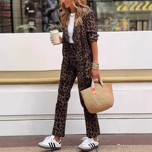 Chic animal print blazer and pant set for women Amarae