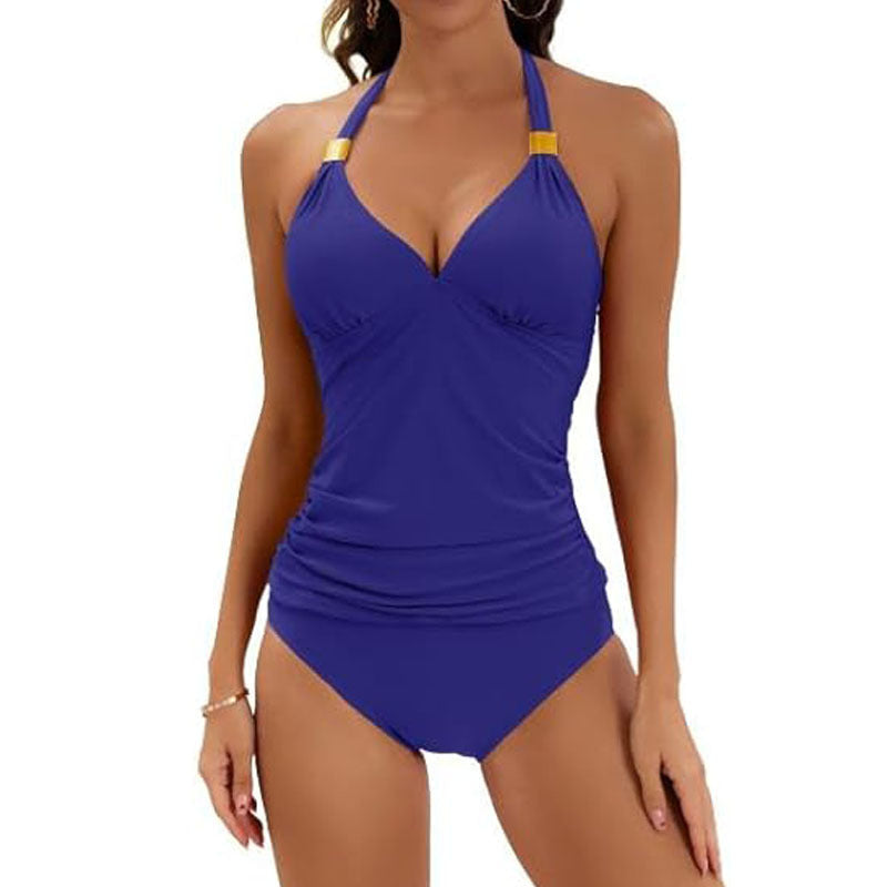 Women’s Tankini with Ruched Top and High Waist Lune London