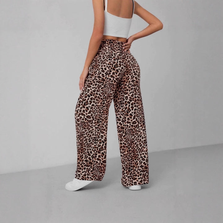 Lune London Women's Wide Chiffon Leopard Print Pants