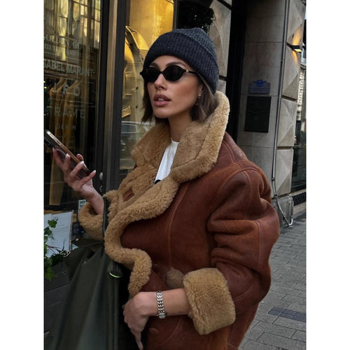 Casual fur coat for women with oversized cut Amarae