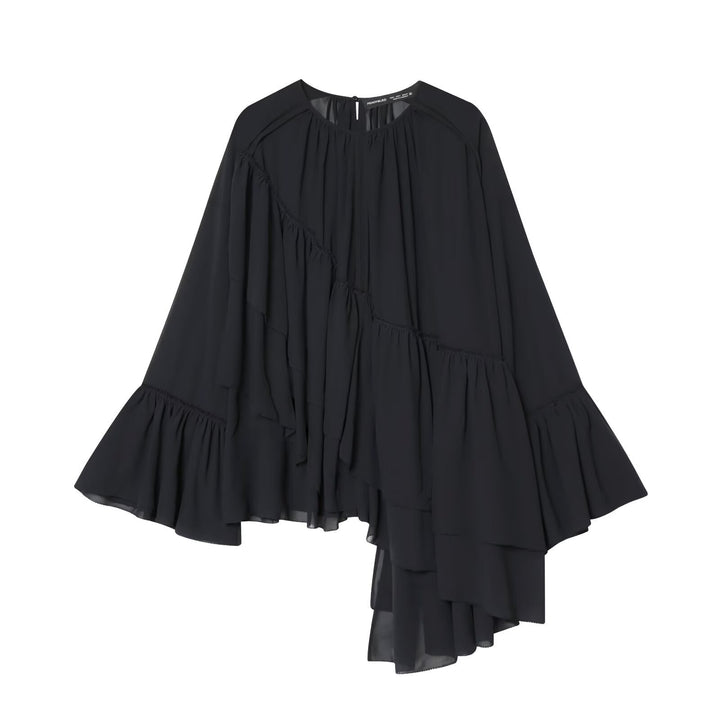 Women's asymmetrical ruffle tunic with gathers Amarae
