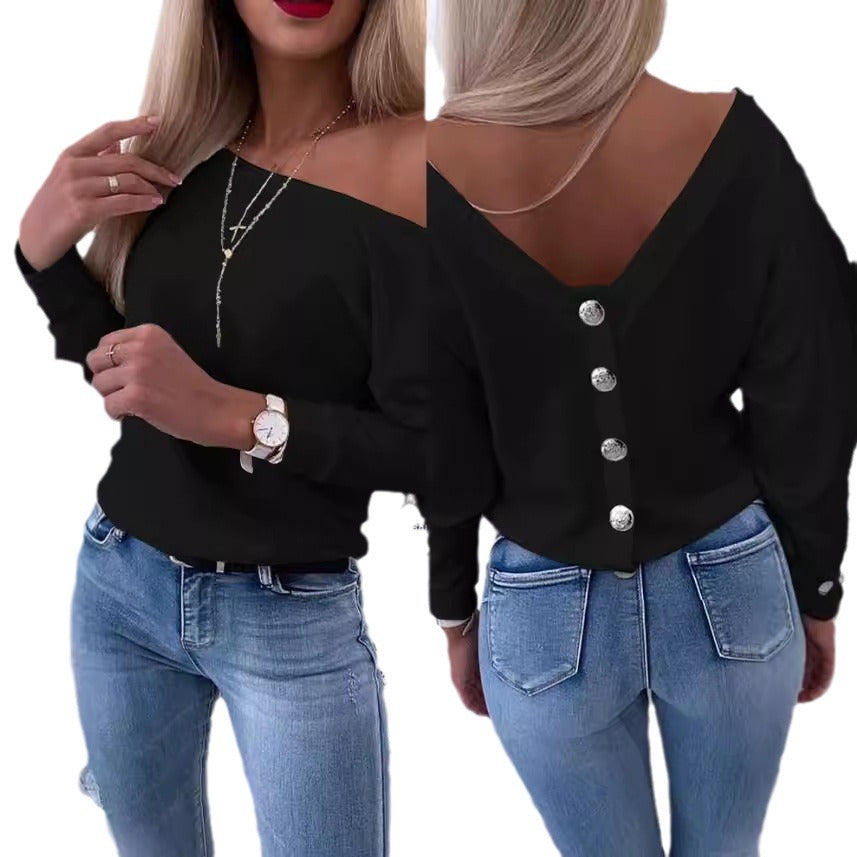 Women off-shoulder blouse with buttoned back Lune London