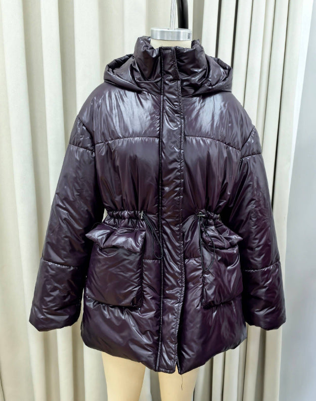 Women Winter Down Jacket with adjustable drawstring waist and hood Lune London