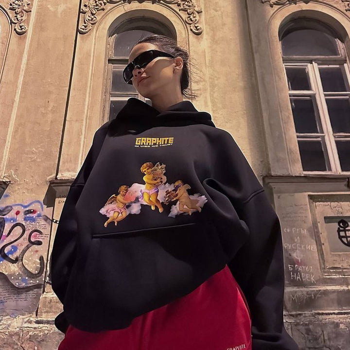 Oversized hoodie for women with creative print and relaxed cut Amarae