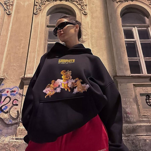 Oversized hoodie for women with creative print and relaxed cut Amarae