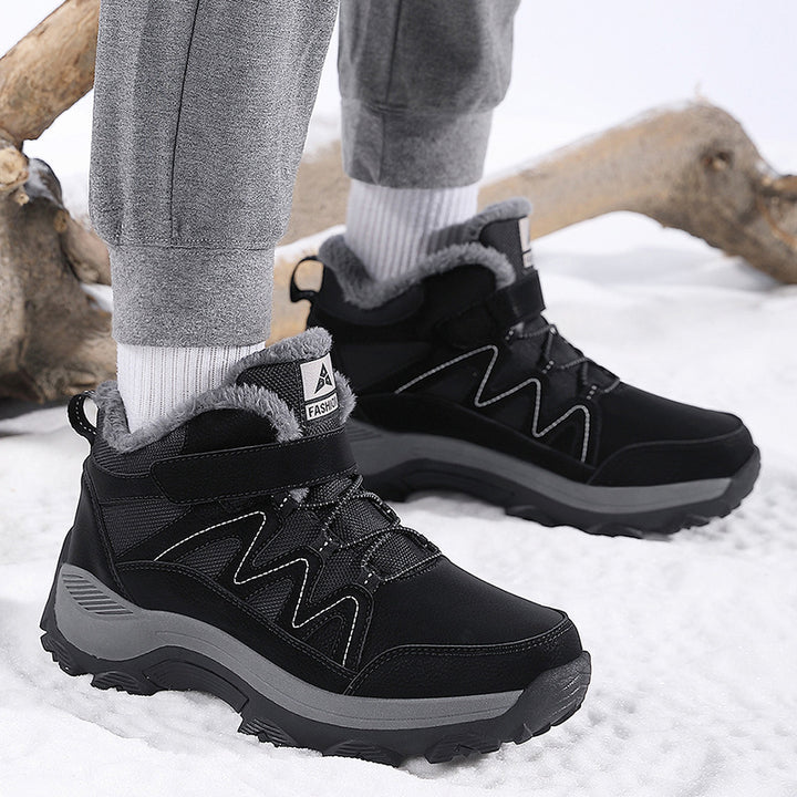 Men Insulated Winter Trekking Boots with Thermal Lining, Velcro Closure, and Traction Off-Road Profile Sole Amarae