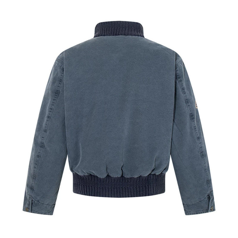 Men's cropped utility bomber jacket with ribbed hem, stand collar and snap button closure Amarae