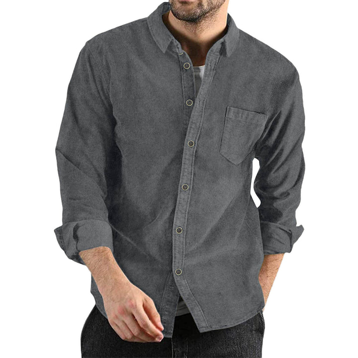 Men's Elegant Cord Shirt with Practical Chest Pocket Amarae