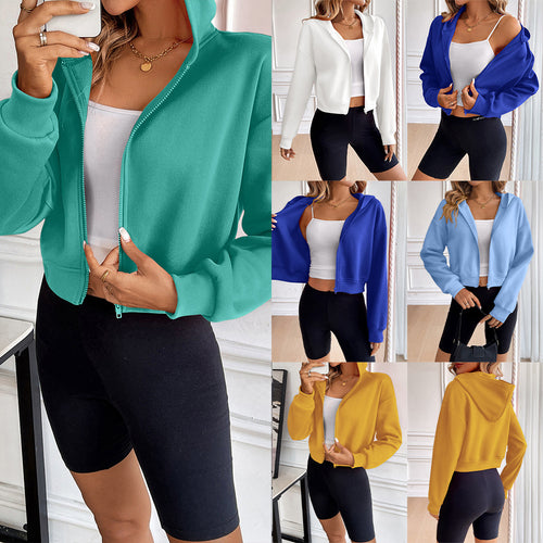 Cropped hoodie for women with zipper and sporty design Amarae