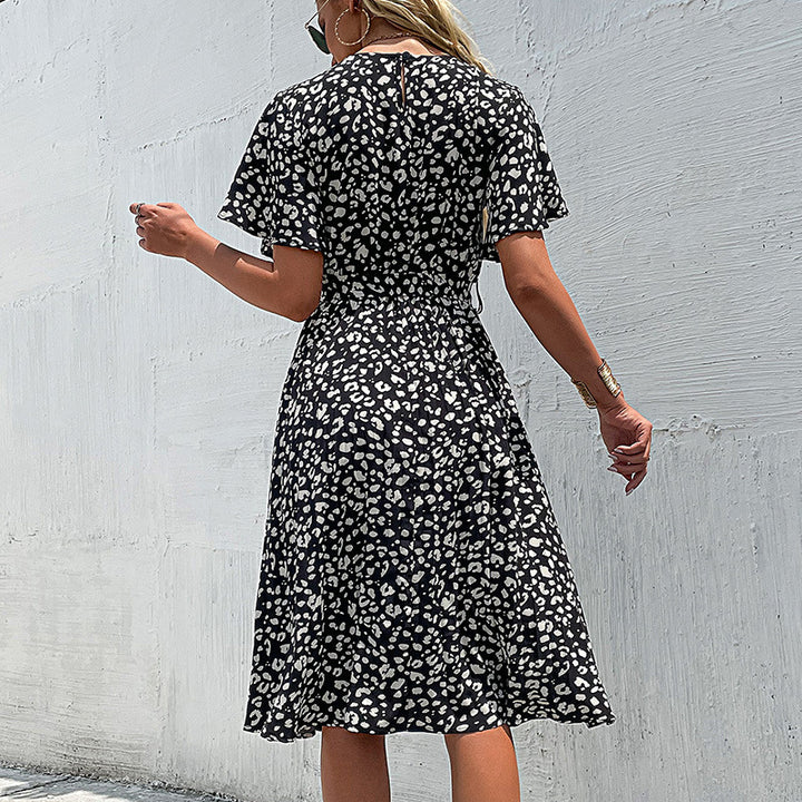 Lune London Short Sleeve A-line Dress for Women with Flattering Waist Detail