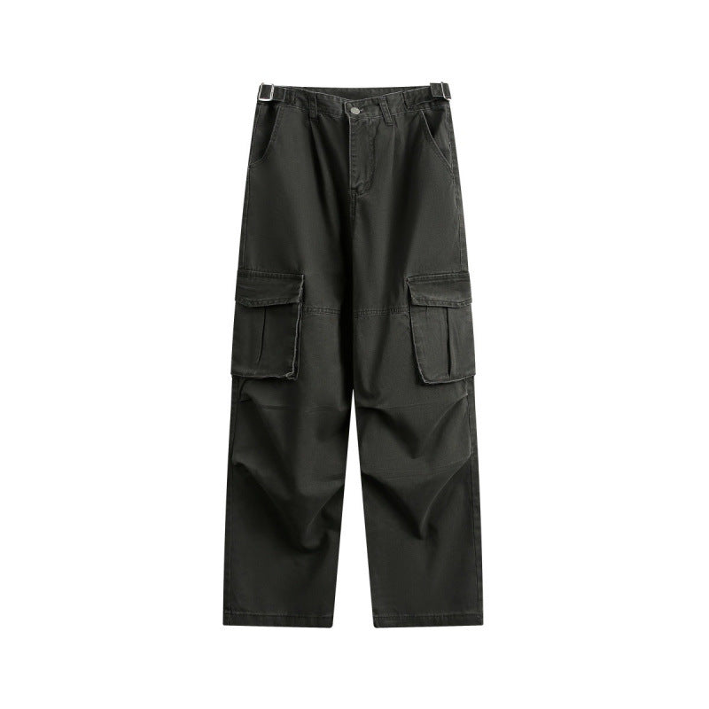 Men's Utility Cargo Pants with Wide Leg, Flap Pockets and Adjustable Waist Amarae