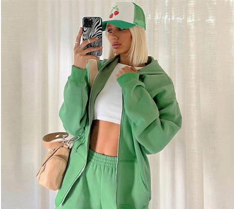 Oversized casual sports jacket for women with high collar and matching joggers Lune London