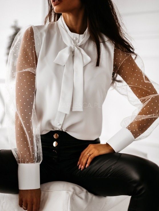 Ladies elegant blouse with transparent sleeves Lune London