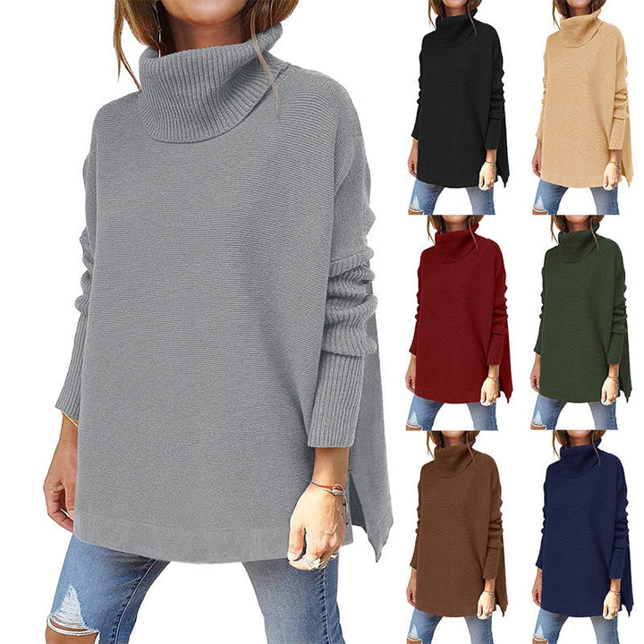 Oversized sweater for women with high collar and knit texture Lune London