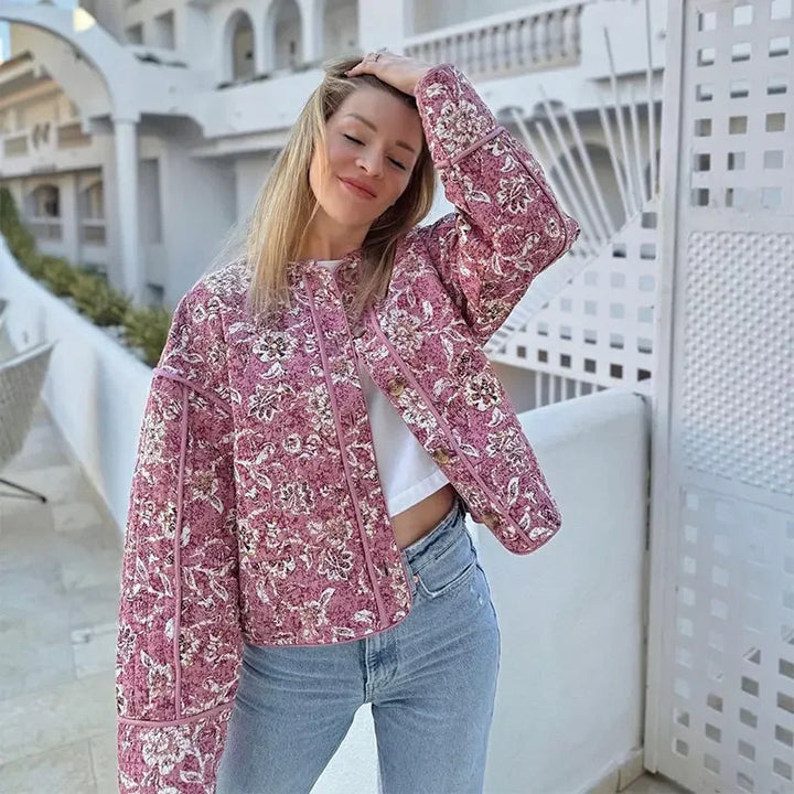 Ladies floral patterned jacket with voluminous sleeves Lune London