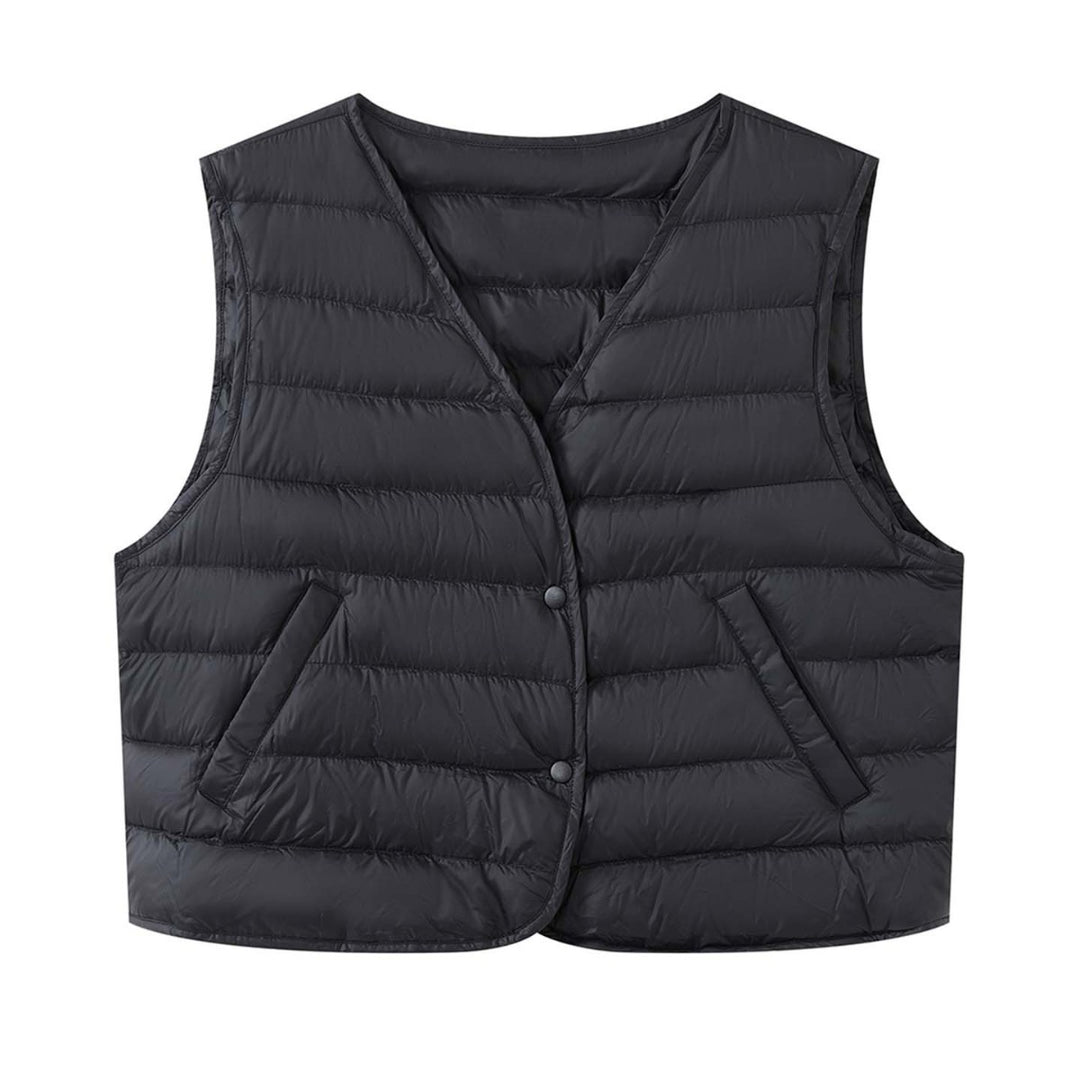 Women Short Quilted Lightweight Down Vest with Double Button Closure Amarae