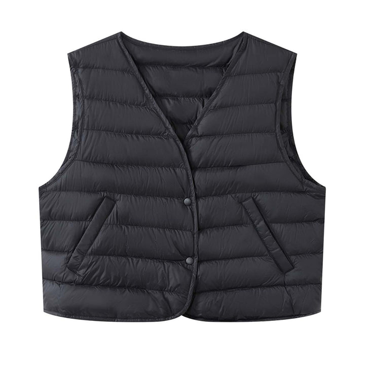 Women Short Quilted Lightweight Down Vest with Double Button Closure Amarae