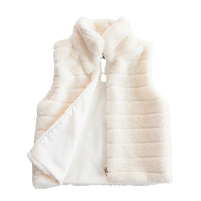 Quilted ladies' jacket in faux fur with high collar Lune London