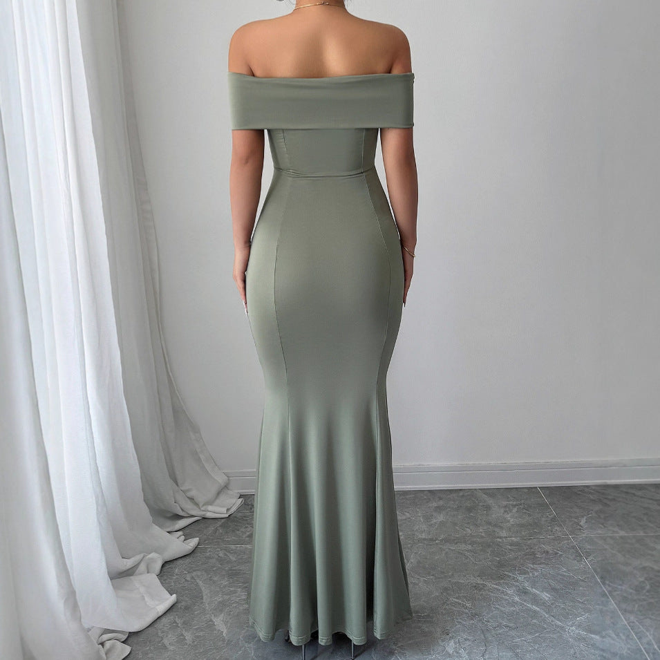 Lune London Off-Shoulder Fitted Maxi Dress for Ladies