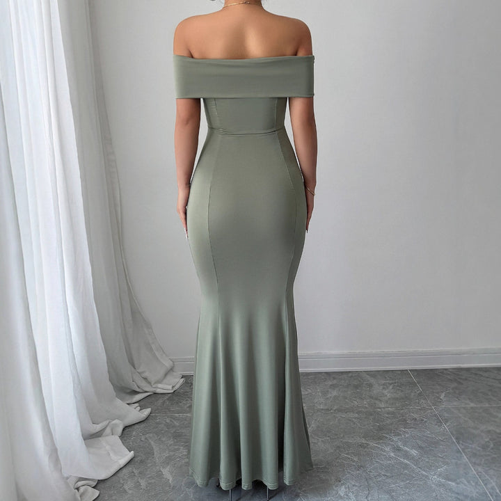 Lune London Off-Shoulder Fitted Maxi Dress for Ladies