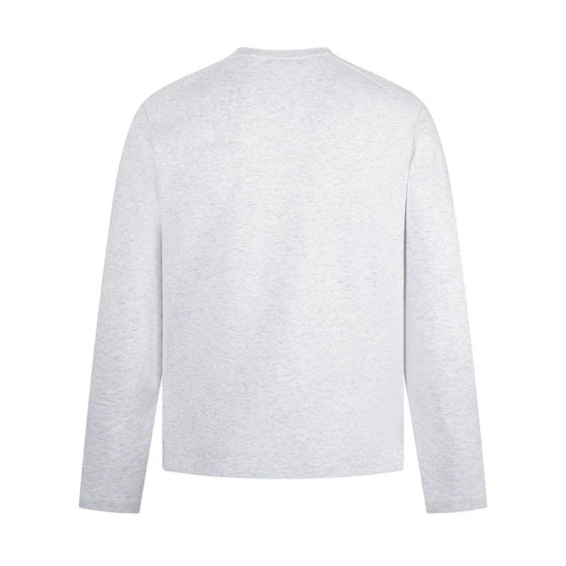 Men's Long Sleeve Shirt with Crew Neck made of Marl Cotton Blend Amarae