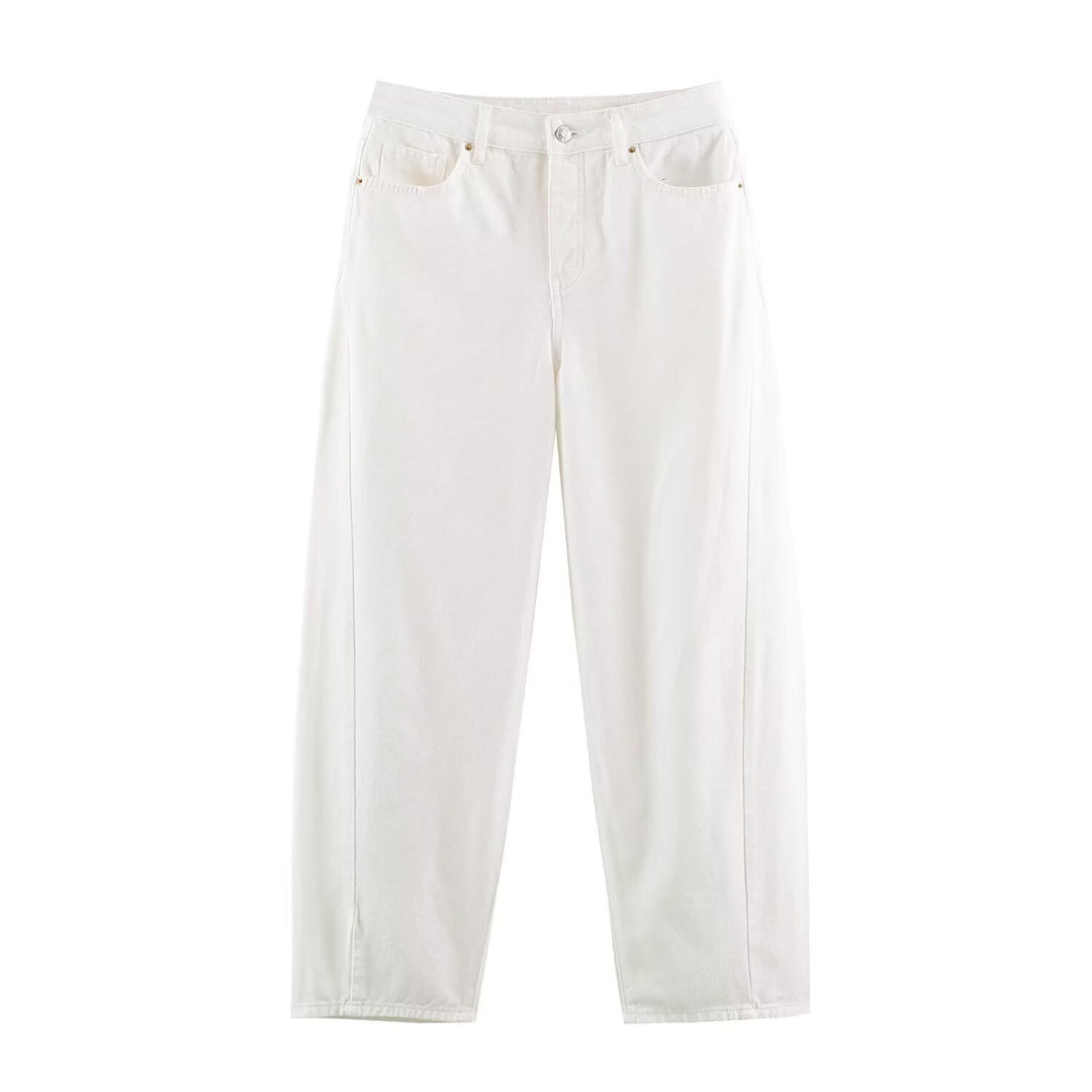 Women's high-waisted wide jeans with straight leg and cropped length Amarae