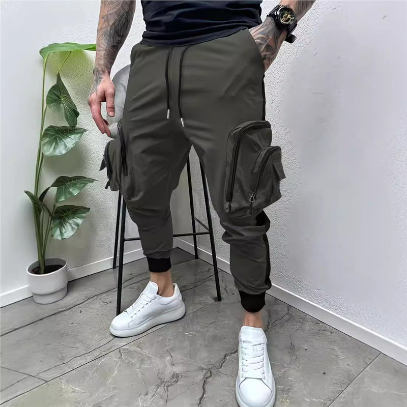 Men's cargo joggers with multifunctional zipped pockets and elastic waistband Lune London