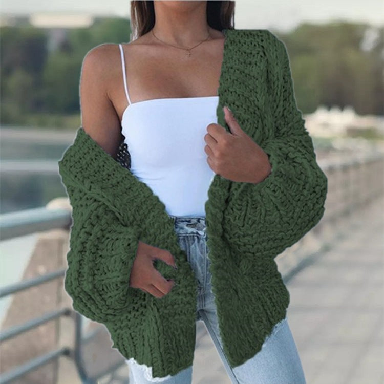Thick knit jacket for women with casual fit and deep pockets Lune London